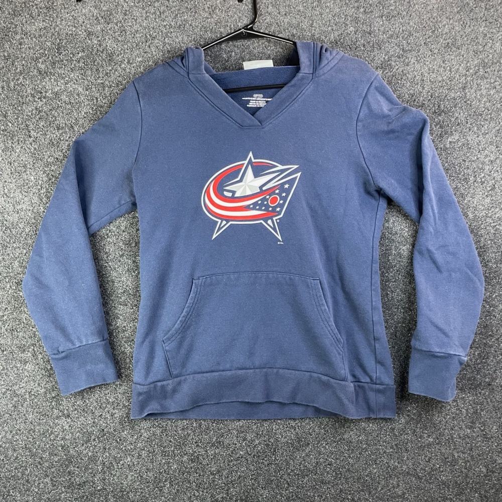 Fanatics Columbus Blue Jackets NHL Logo Hoodie Women's Small Navy Blue
